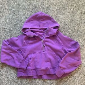 LULULEMON SLIGHTLY CROPPED PURPLE HALF ZIP SCUBA UP HOODIE (size medium/large)